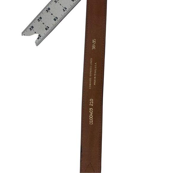 Tooled Brown Leather Belt – Size 38  Genuine cowhide leather belt - Picture 14 of 16